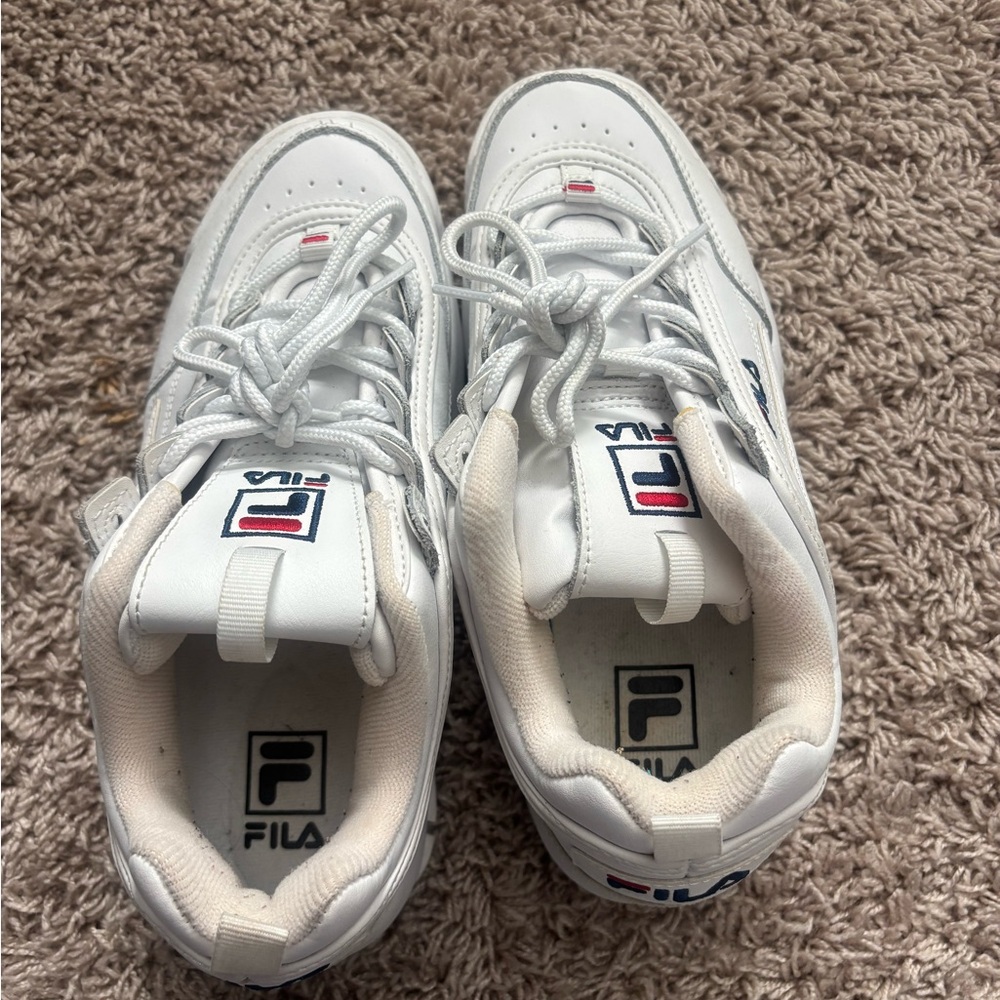 Fila White Low-Top Sneakers with Navy Accent